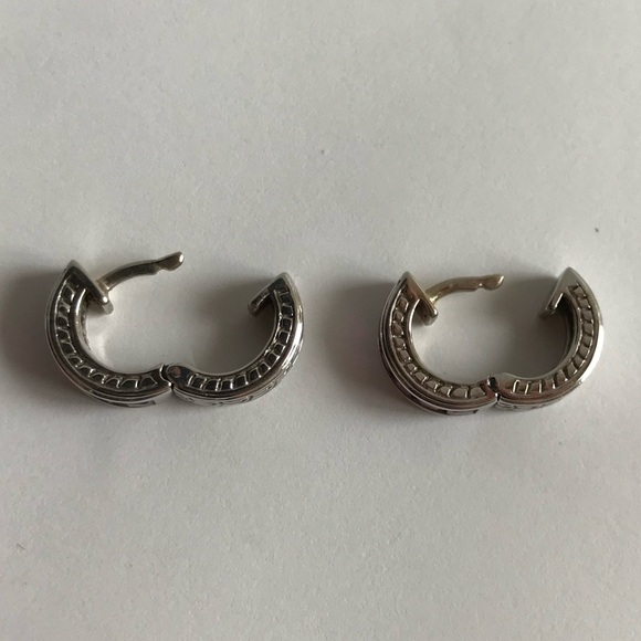 RUBY HOOP EARRINGS 14k White Gold Huggie Style Hoop Earrings July Birthstone - Picture 10 of 14